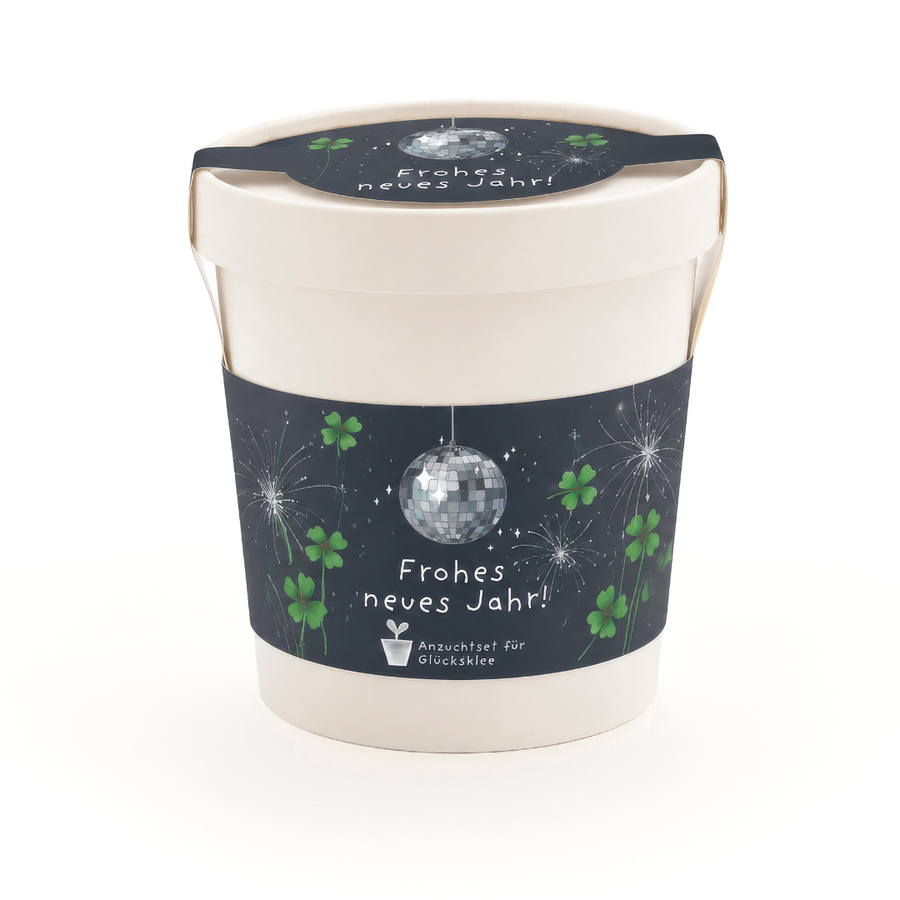 Glücksklee im Becher – Frohes neues Jahr – Originalbecher