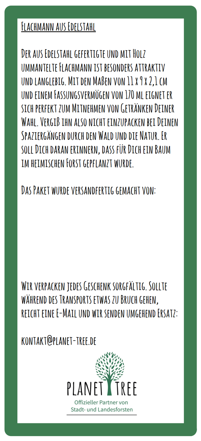 Flachmann aus Edelstahl mit Holz