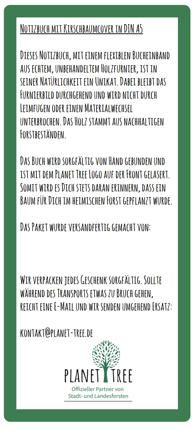 Notizbuch mit Kirschbaumcover