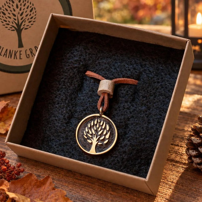 Planet Tree Anhänger aus Bronze mit Lederband