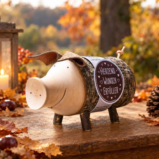 Herzenswunscherfüller - Sparschwein Rudi aus Holz