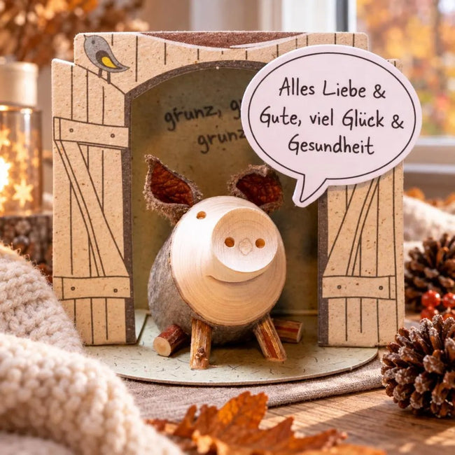Glücksschweinchen "Alles Liebe & Gute, viel Glück & Gesundheit"