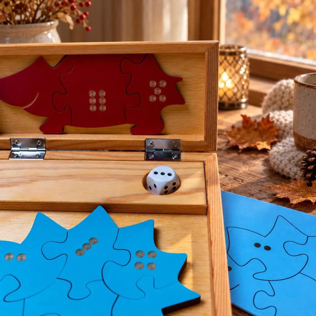 Igel-Würfelspiel und Puzzle