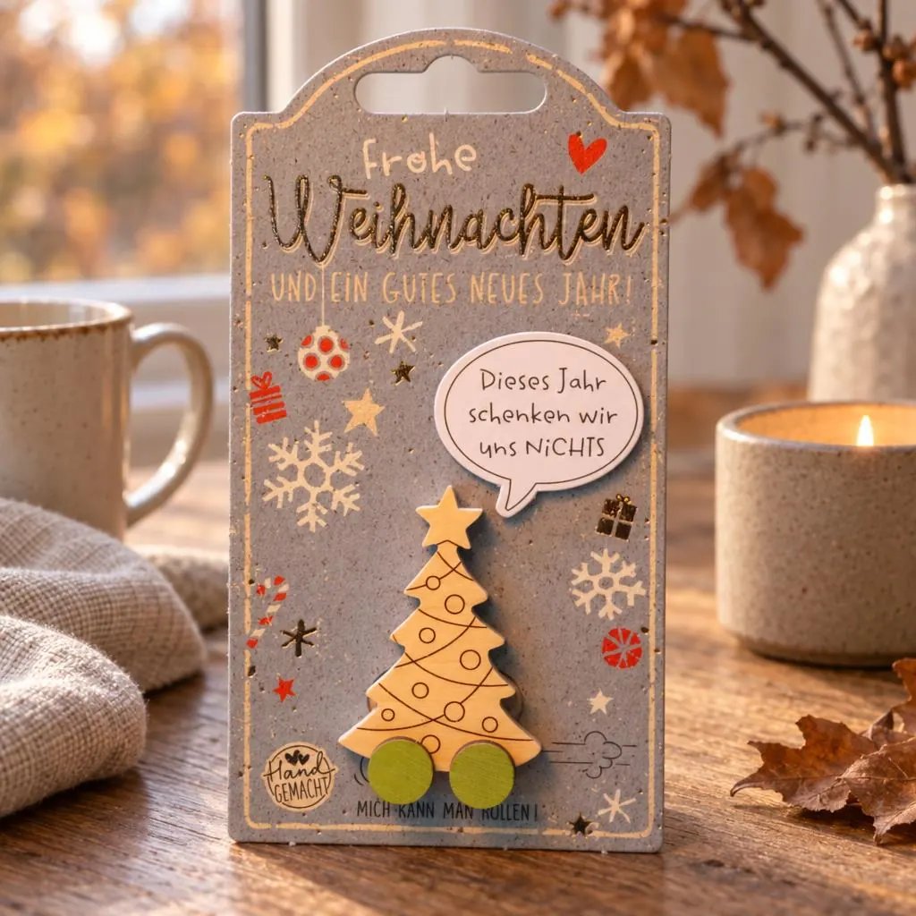 Tannenbäumchen auf Rollen - "Dieses Jahr schenken wir uns NICHTS"