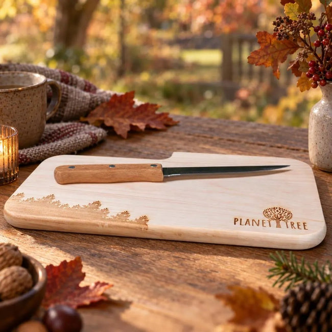 Schneidebrett Erle mit Messer
