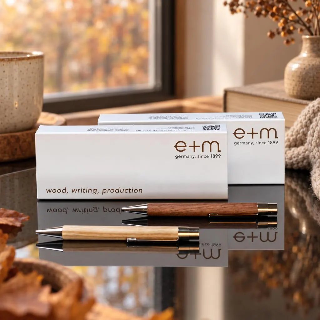 Druckkugelschreiber mit Holz von E+M