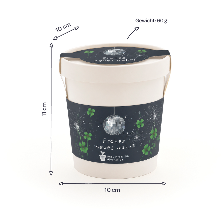 Glücksklee im Becher – Frohes neues Jahr – Produktdetails