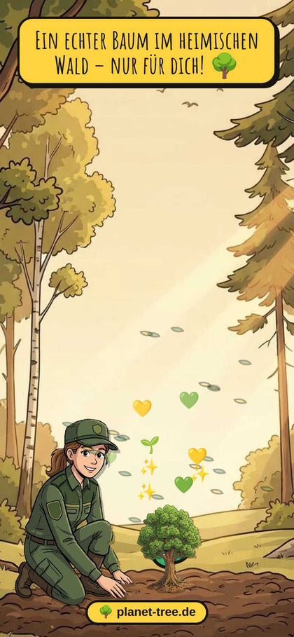 Försterin Anne pflanzt den Baum im Wald