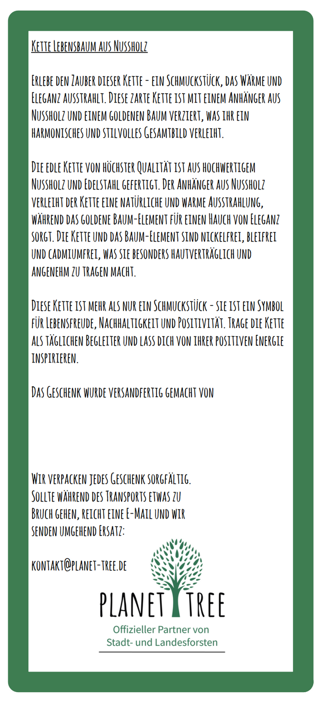Kette Lebensbaum mit Nussholz