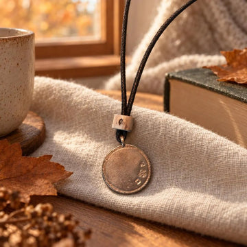 Planet Tree Anhänger aus Bronze mit Naturband