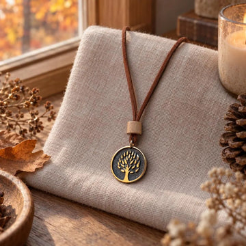 Planet Tree Anhänger aus Bronze mit Lederband