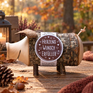 Herzenswunscherfüller - Sparschwein Rudi aus Holz