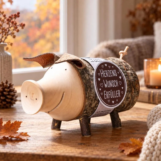 Herzenswunscherfüller - Sparschwein Rudi aus Holz