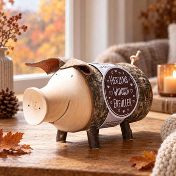 Herzenswunscherfüller - Sparschwein Rudi aus Holz