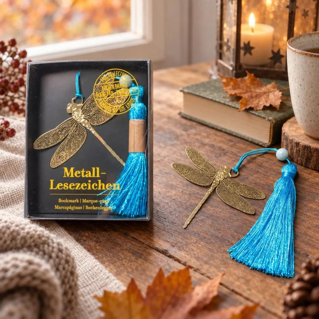 Lesezeichen aus Metall - Libelle, Eule oder Ginkgo