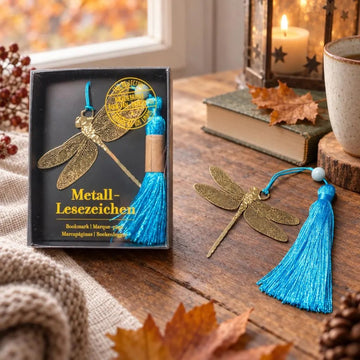 Lesezeichen aus Metall - Libelle, Eule oder Ginkgo