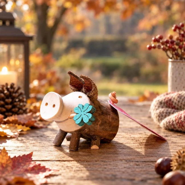 Glücksschwein Trudie mit Kleeblatt