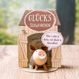 Glücksschweinchen "Alles Liebe & Gute, viel Glück & Gesundheit" - Geschenk plus Baumspende in deutschem Landesforst