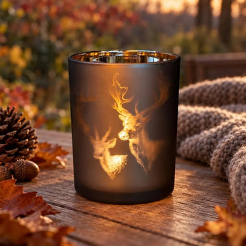 Windlicht mit Hirschmotiv