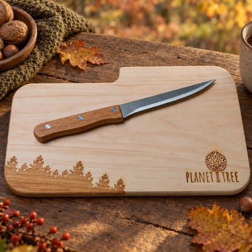 Schneidebrett Erle mit Messer