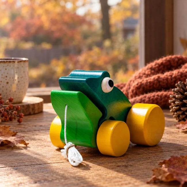 Frosch aus Holz zum Nachziehen