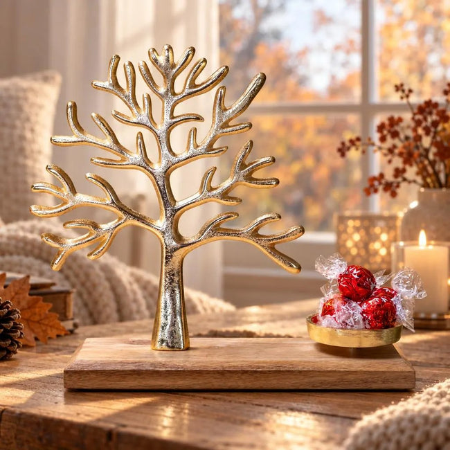 Goldener Lebensbaum mit Teelichthalter