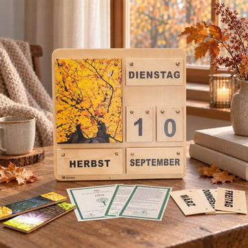 Kalender Vier Jahreszeiten aus Holz - jedes Jahr wiederverwendbar