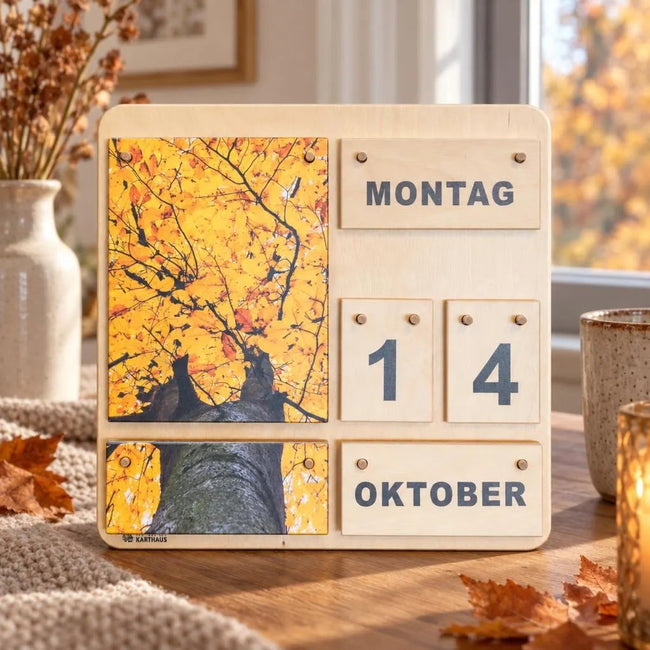 Kalender Vier Jahreszeiten aus Holz - jedes Jahr wiederverwendbar