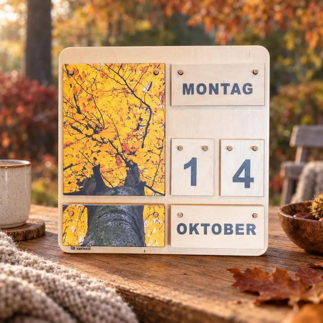 Kalender Vier Jahreszeiten aus Holz - jedes Jahr wiederverwendbar
