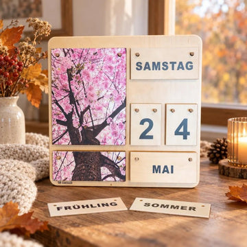 Kalender Vier Jahreszeiten aus Holz - jedes Jahr wiederverwendbar
