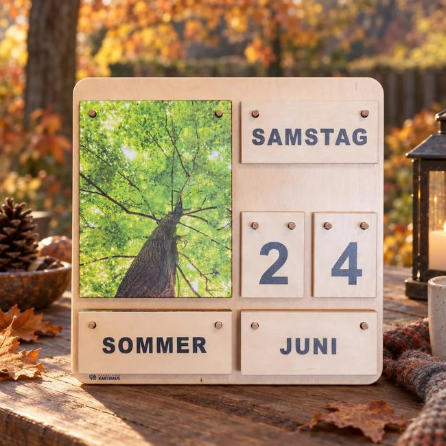 Kalender Vier Jahreszeiten aus Holz - jedes Jahr wiederverwendbar