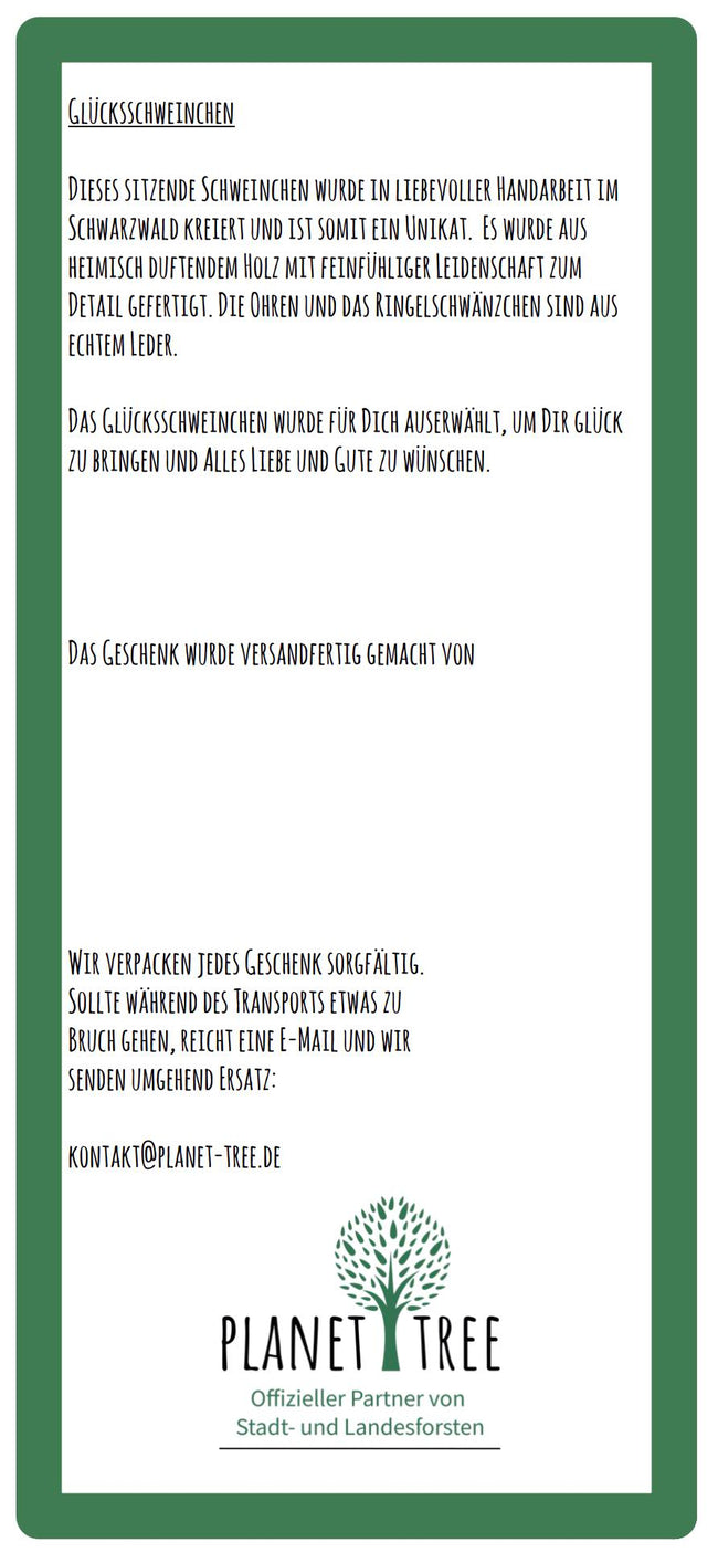 Glücksschweinchen "Alles Liebe & Gute, viel Glück & Gesundheit"