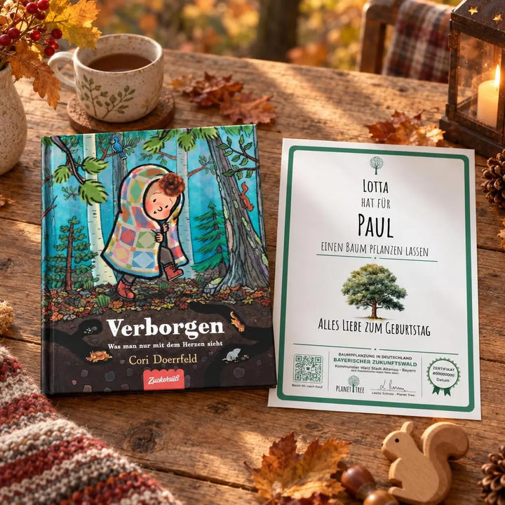 Verborgen - Was man nur mit dem Herzen sieht – Geschenkansicht mit aktuellem Baumzertifikat; Beispielgestaltung