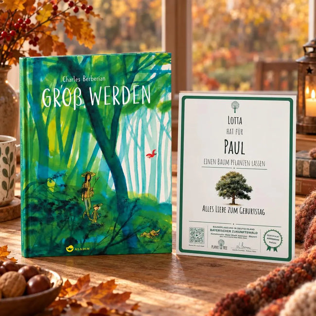 Groß werden – Geschenkansicht mit aktuellem Baumzertifikat; Beispielgestaltung