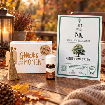 Duftset Glücksengel mit Zirben-Öl – Geschenkansicht mit aktuellem Baumzertifikat; Beispielgestaltung