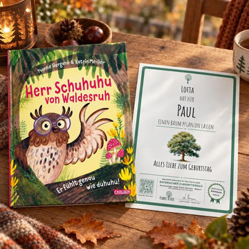 Herr Schuhuhu von Waldesruh – Geschenkansicht mit aktuellem Baumzertifikat; Beispielgestaltung
