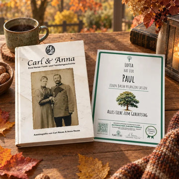 Carl & Anna – Geschenkansicht mit aktuellem Baumzertifikat; Beispielgestaltung