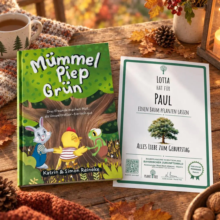MümmelPiepGrün - Buch – Geschenkansicht mit aktuellem Baumzertifikat; Beispielgestaltung