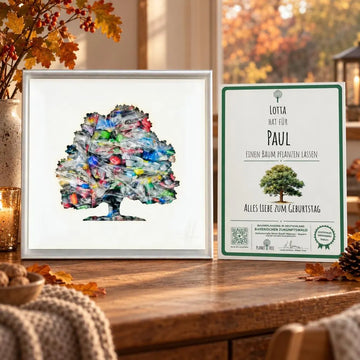 Baum für Baum - Limitierte Unikatserie von Thomas Luettgen - Motiv 1 – Geschenkansicht mit aktuellem Baumzertifikat; Beispielgestaltung