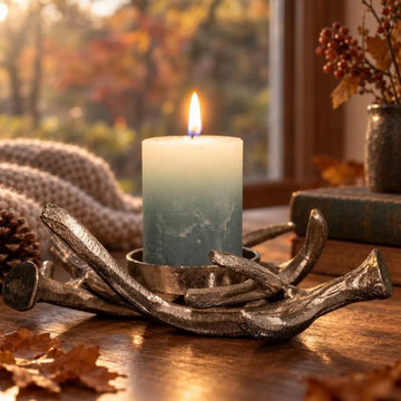 Kerzenhalter Geweih aus Metall mit Kerze