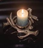 Kerzenhalter Geweih aus Metall mit Kerze - Geschenk plus Baumspende in deutschem Landesforst
